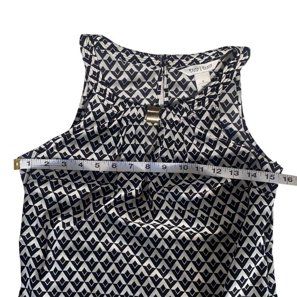 White House Black Market Sleeveless Geometric Print Blouse Womens Size 0 Keyhole - Picture 5 of 13